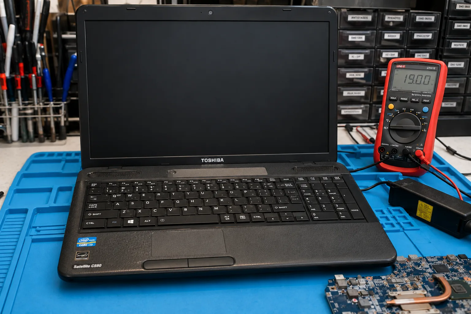 Toshiba C580 Δεν Ανάβει – Δεν Δίνει Σήμα - διάγνωση και επισκευή laptop